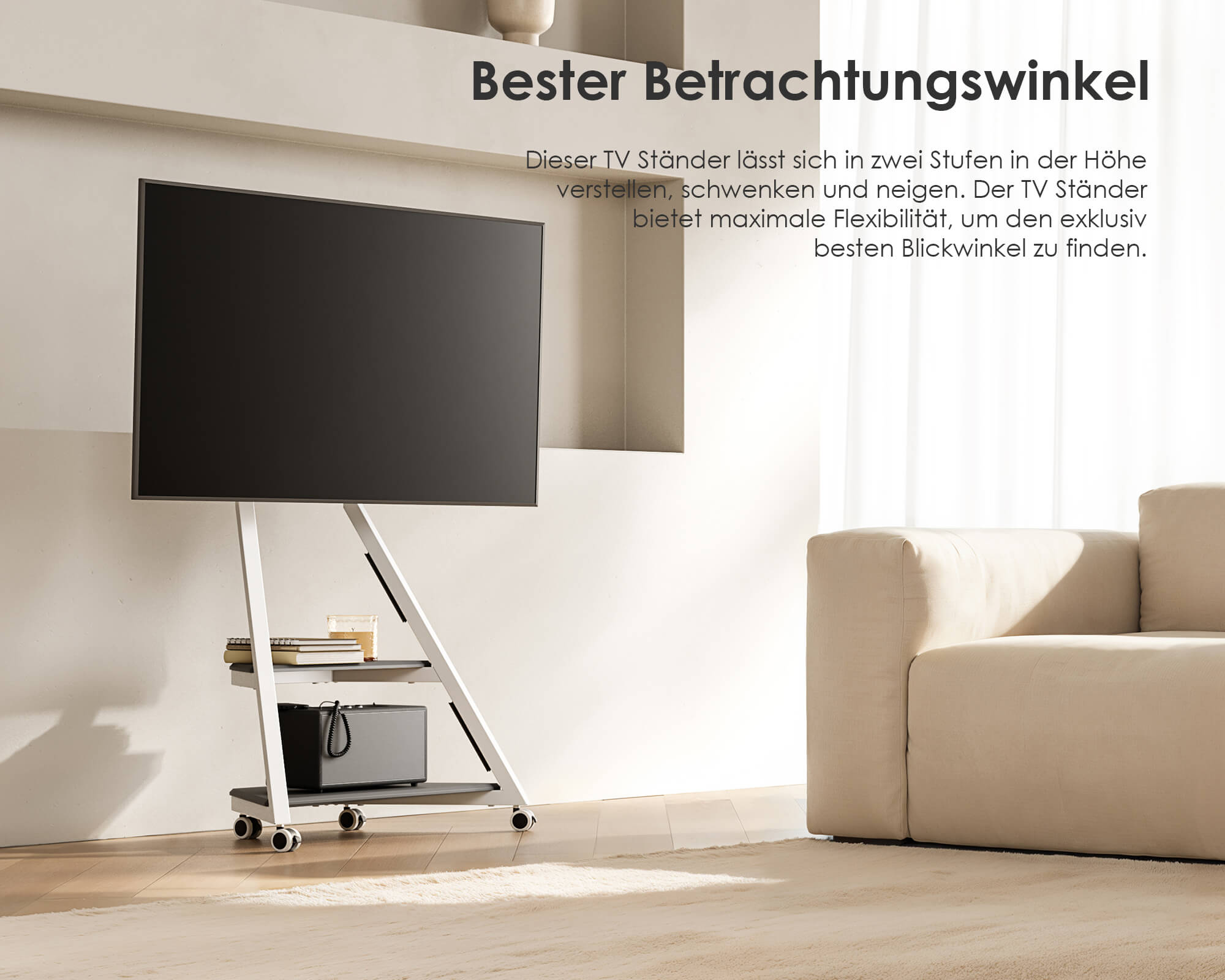 Eiffel FT65 Floor TV Stand with Wheels