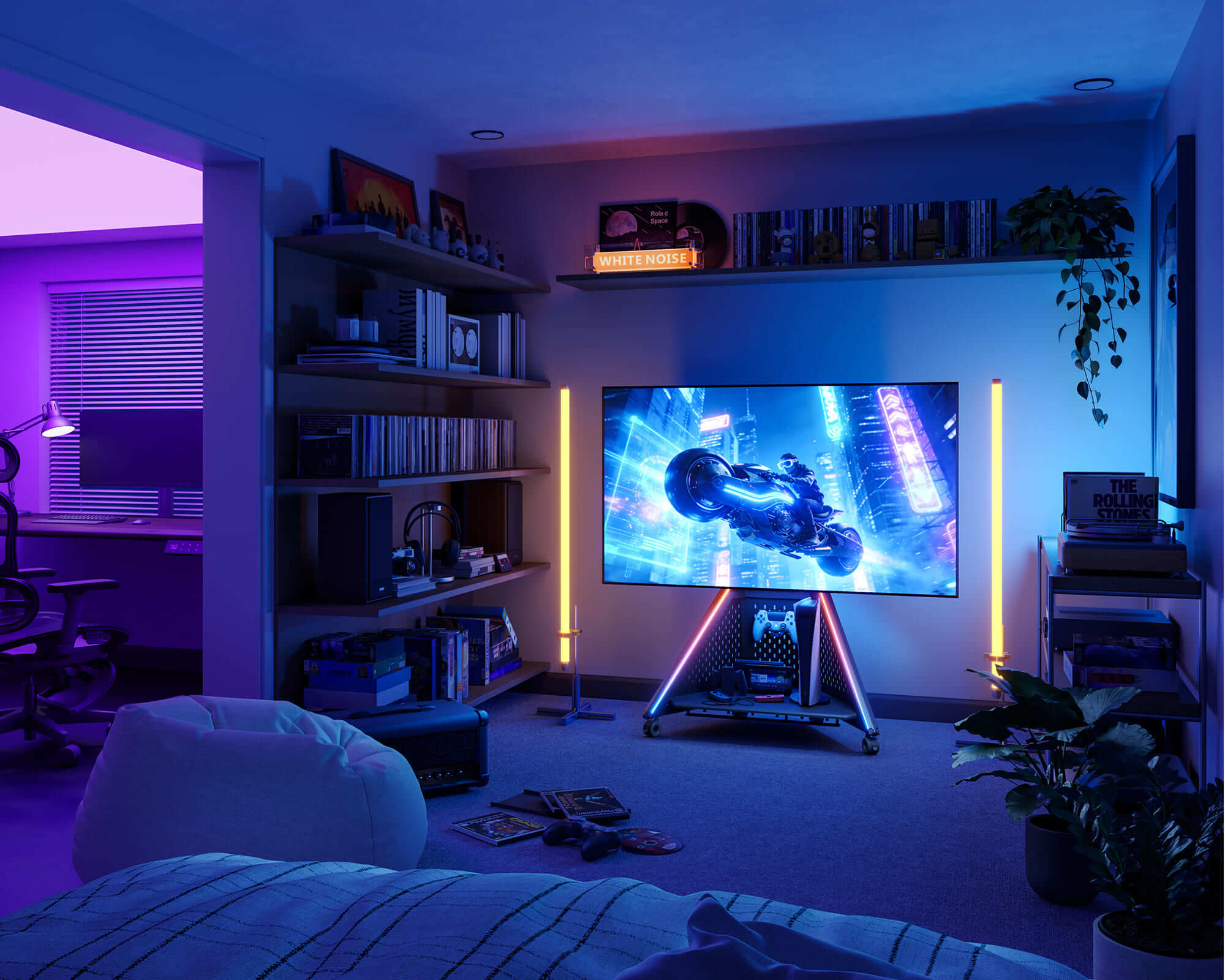 TV Ständer für Büro- und Gaming-Bereich, flexibel einsetzbar und ergonomisch für TV 32–65 Zoll