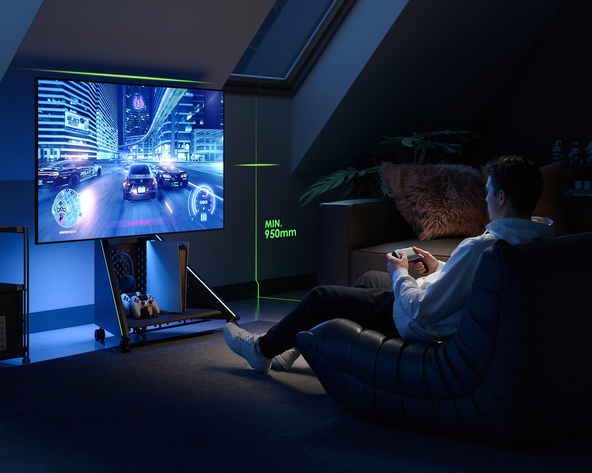 Höhenverstellbare TV-Ständer für Gaming,geeignet für Dachböden