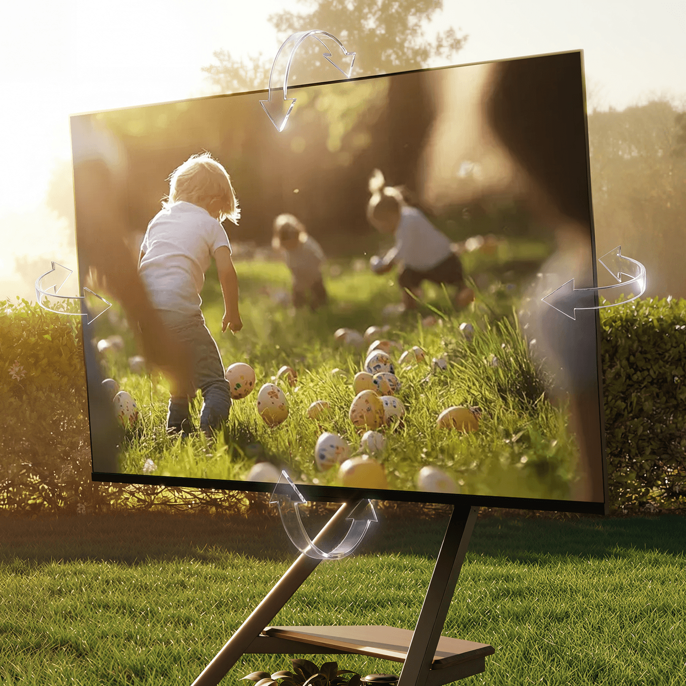 Eiffel Outdoor TV Ständer mit Rollen Neigung