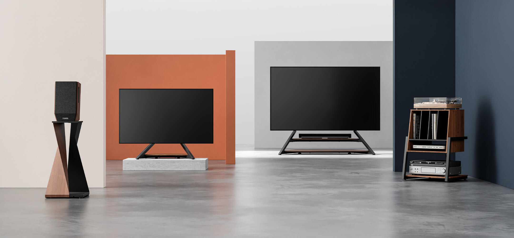 Eiffel TV Standfuß und Plattenständer Walnuss