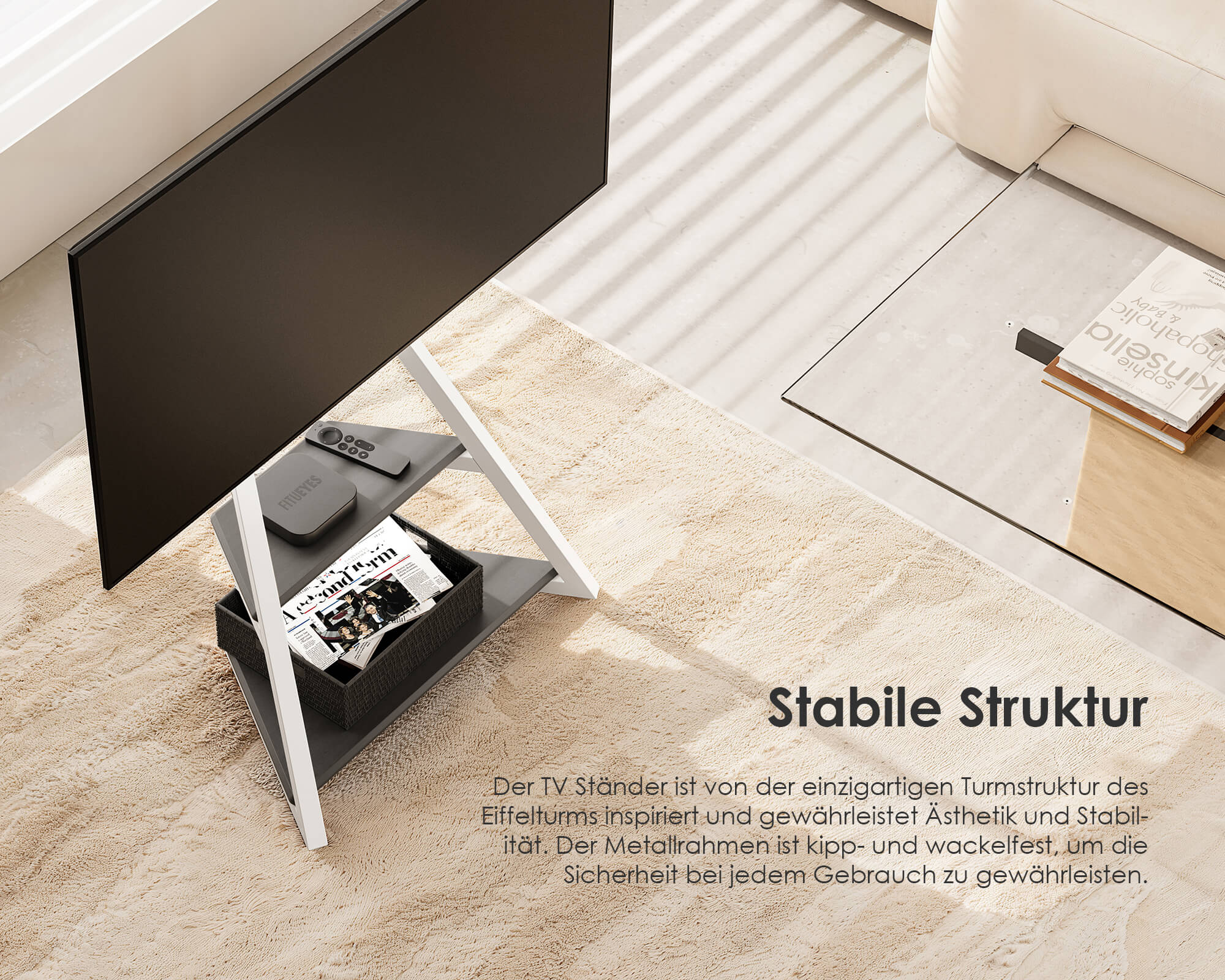 Eiffel FT65 Floor TV Stand with Wheels