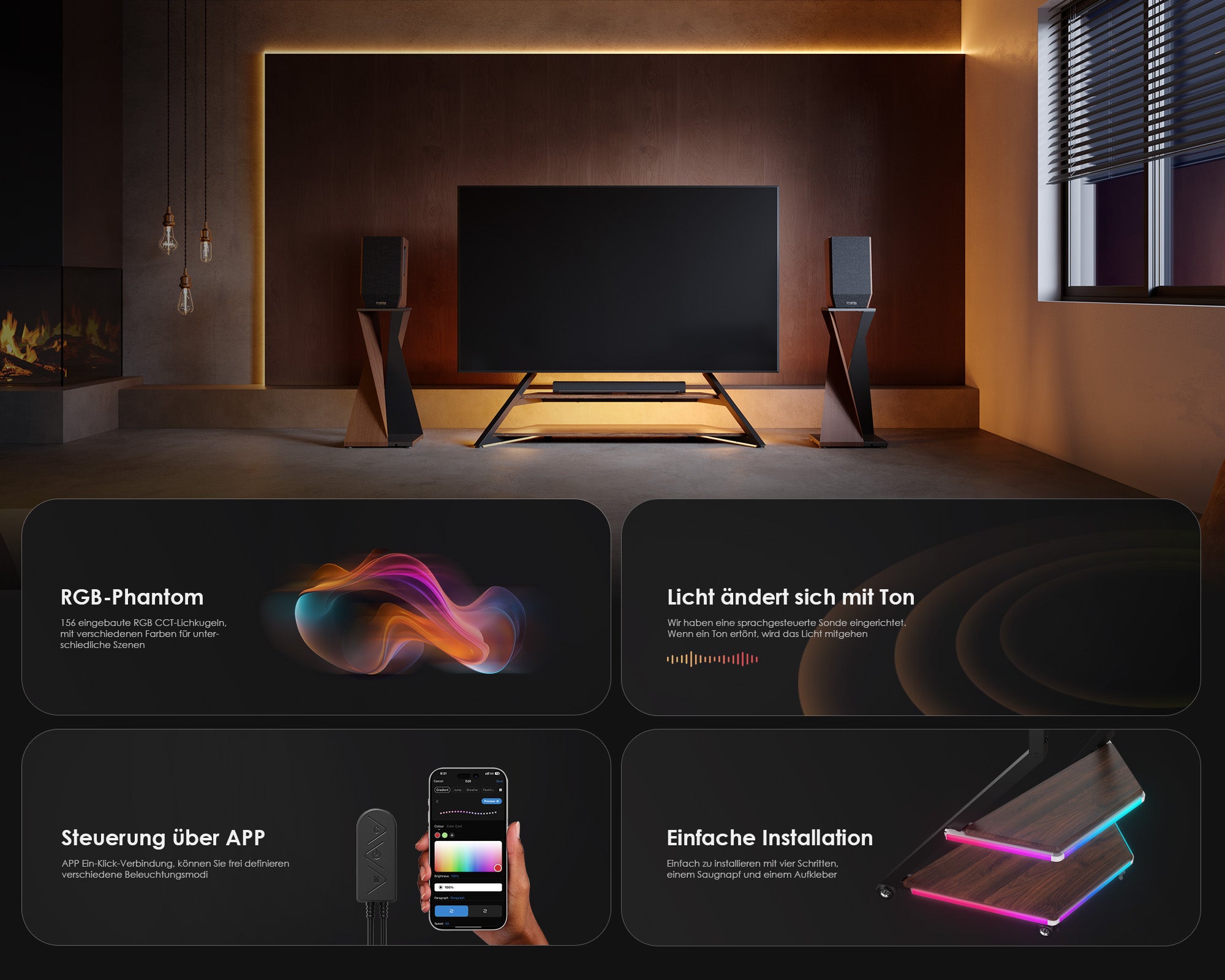 Eiffel TV Standaard met sfeerverlichting