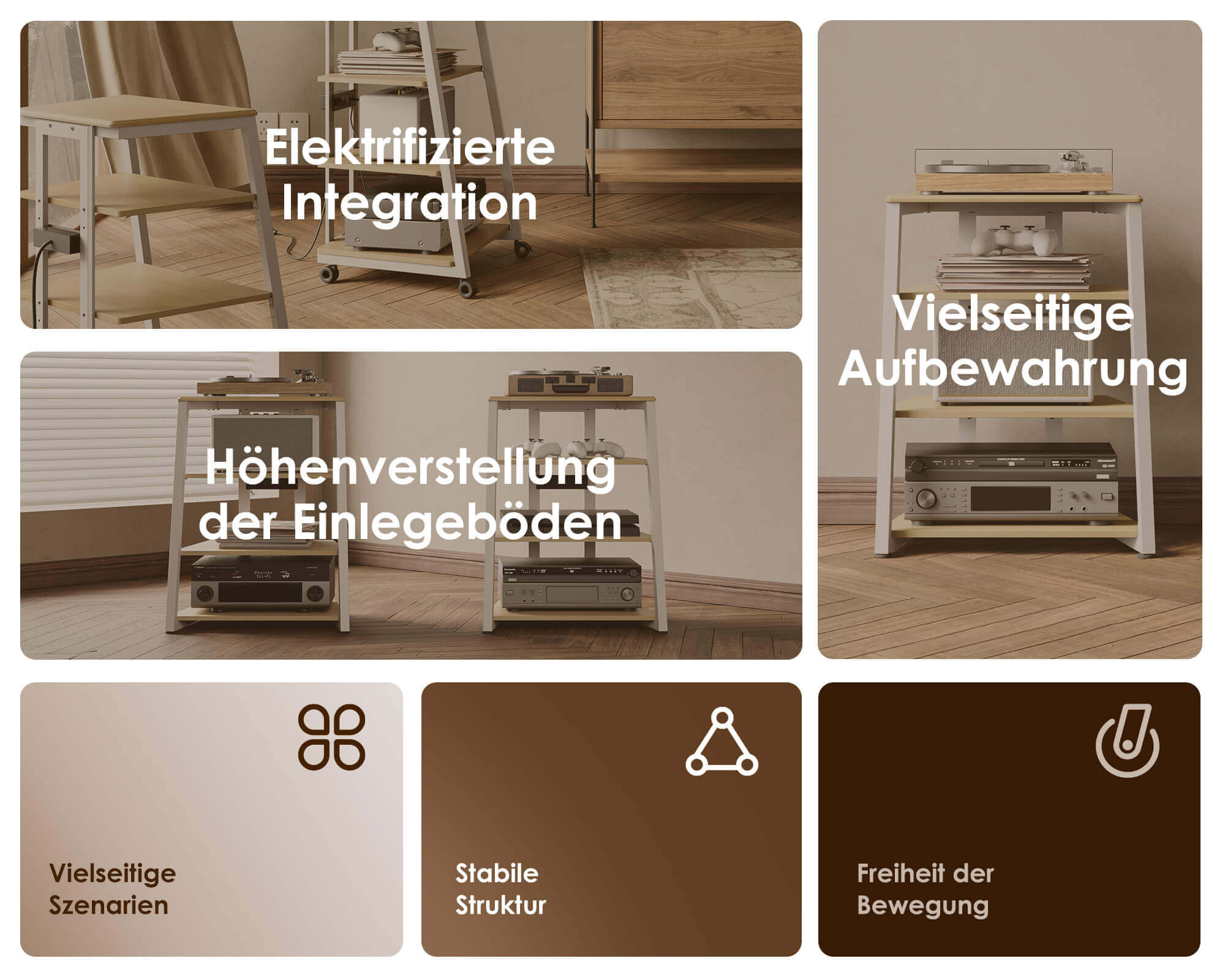 Eiffel V2 AS06 LED HIFI Rack mit Steckdose