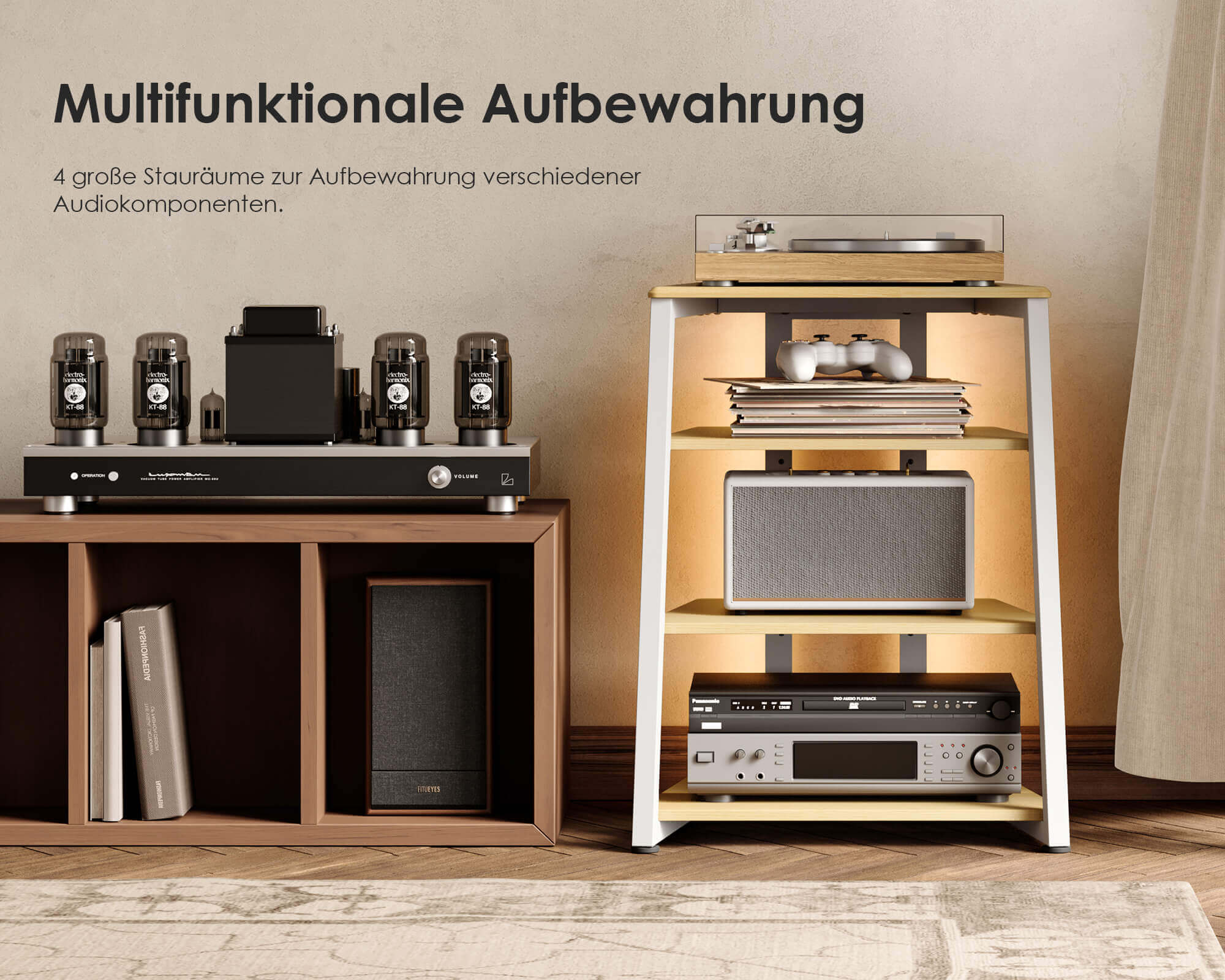 Eiffel V2 AS06 LED HIFI Rack mit Steckdose