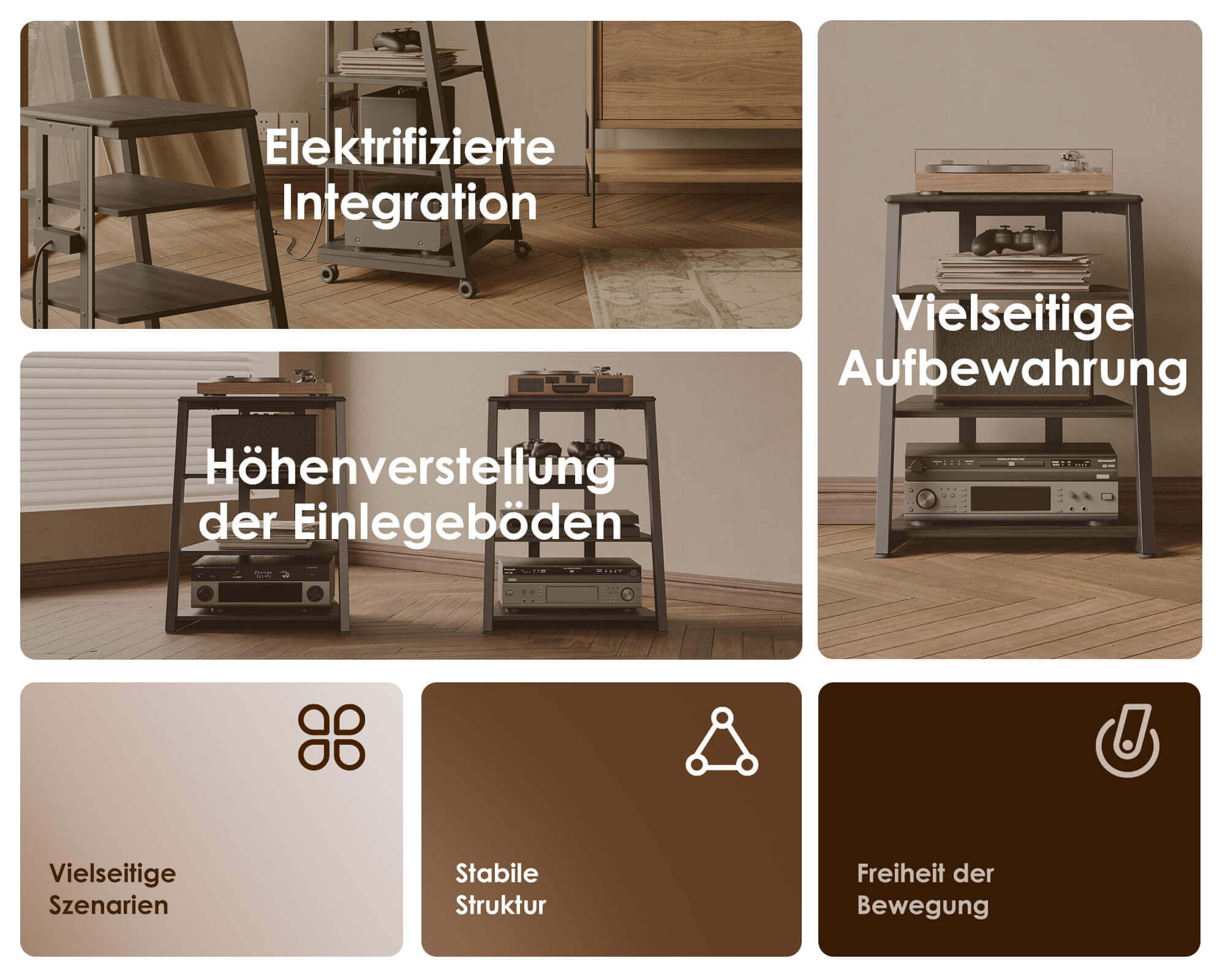 Eiffel V2 AS06 LED HIFI Rack mit Steckdose