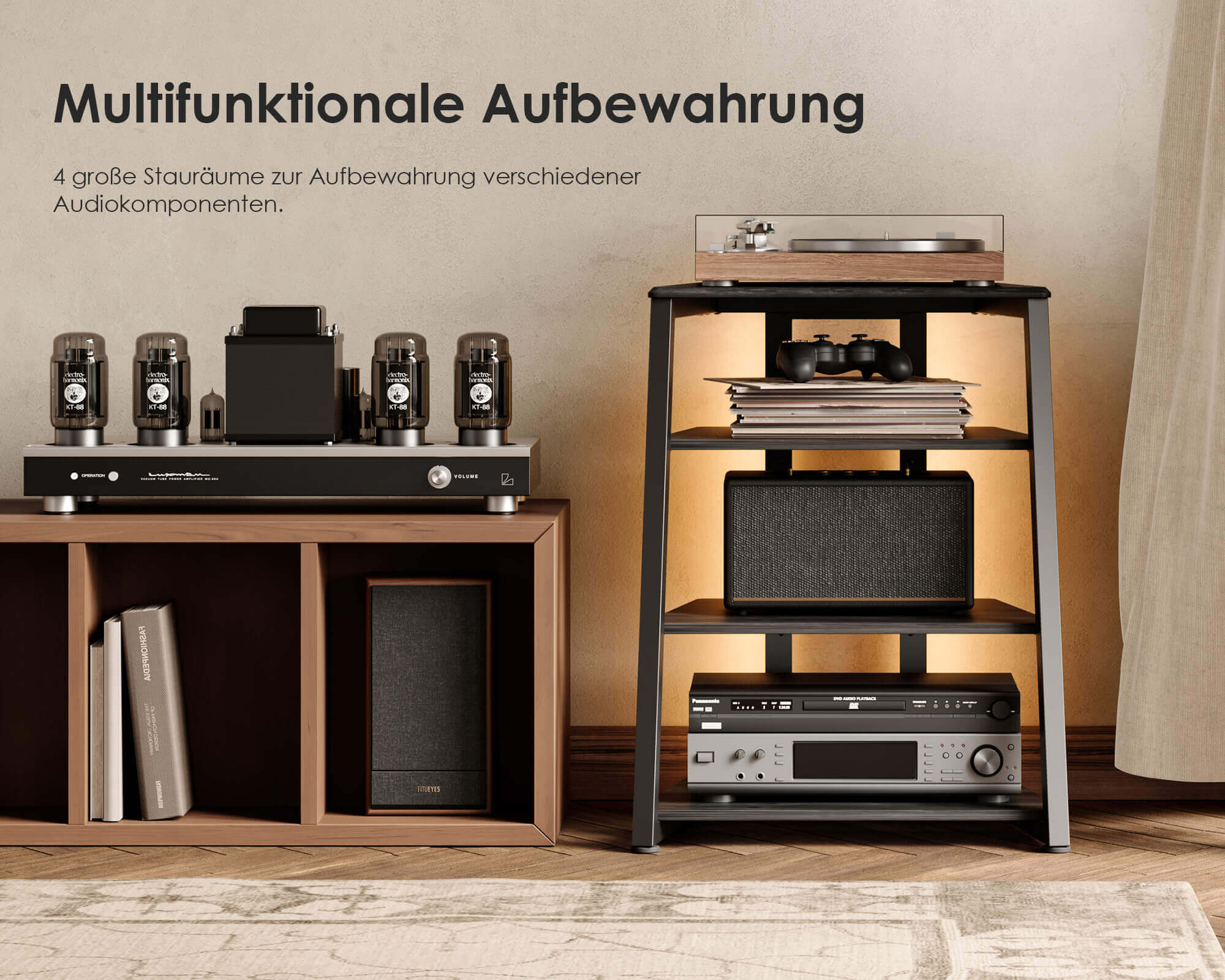 Eiffel V2 AS06 LED HIFI Rack mit Steckdose