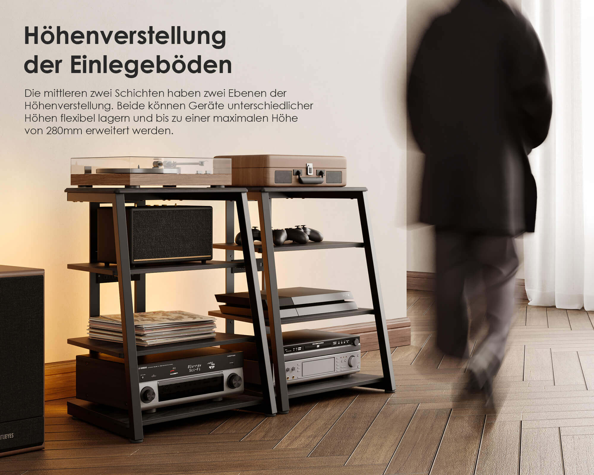 Eiffel V2 AS06 LED HIFI Rack mit Steckdose