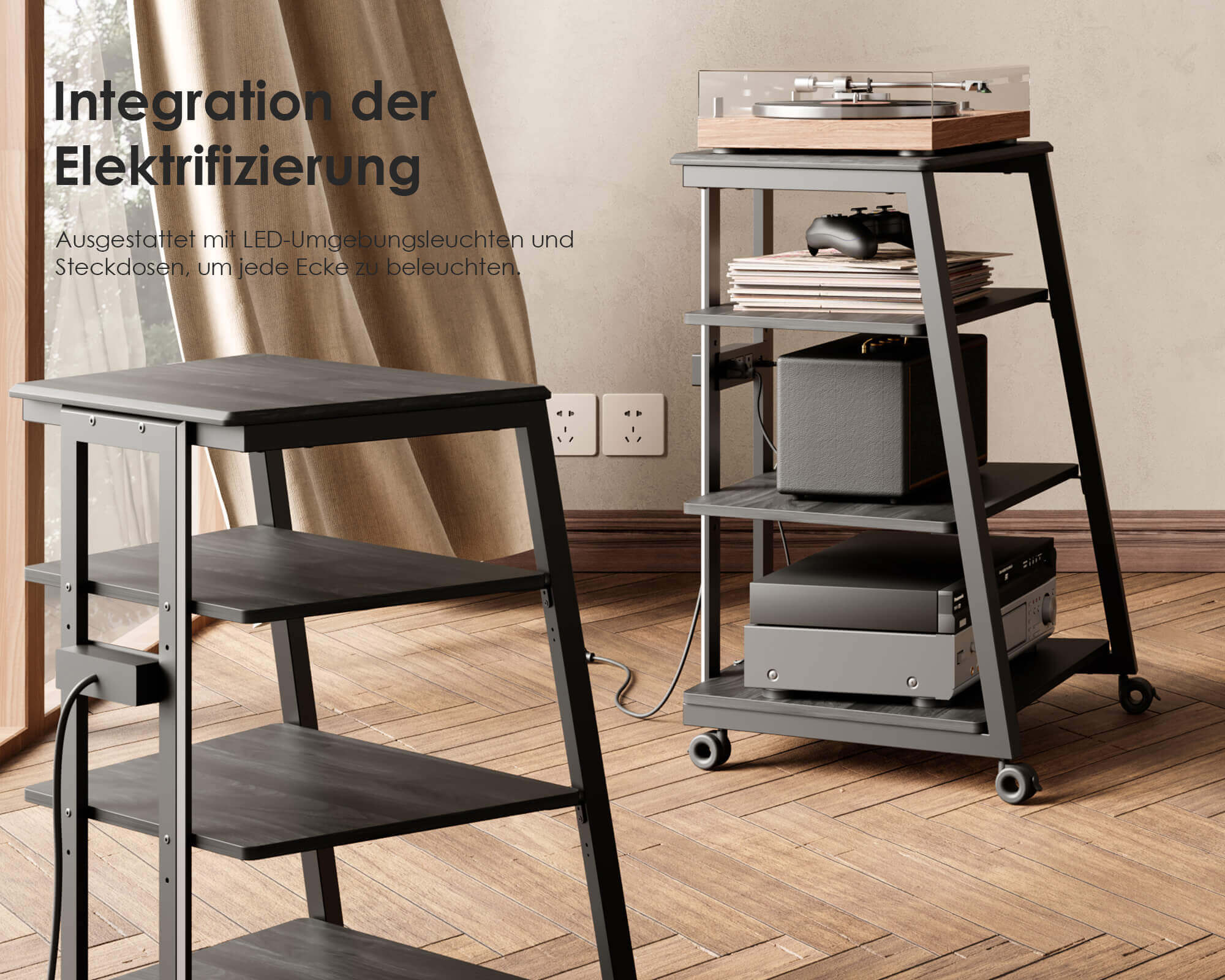 Eiffel V2 AS06 LED HIFI Rack mit Steckdose