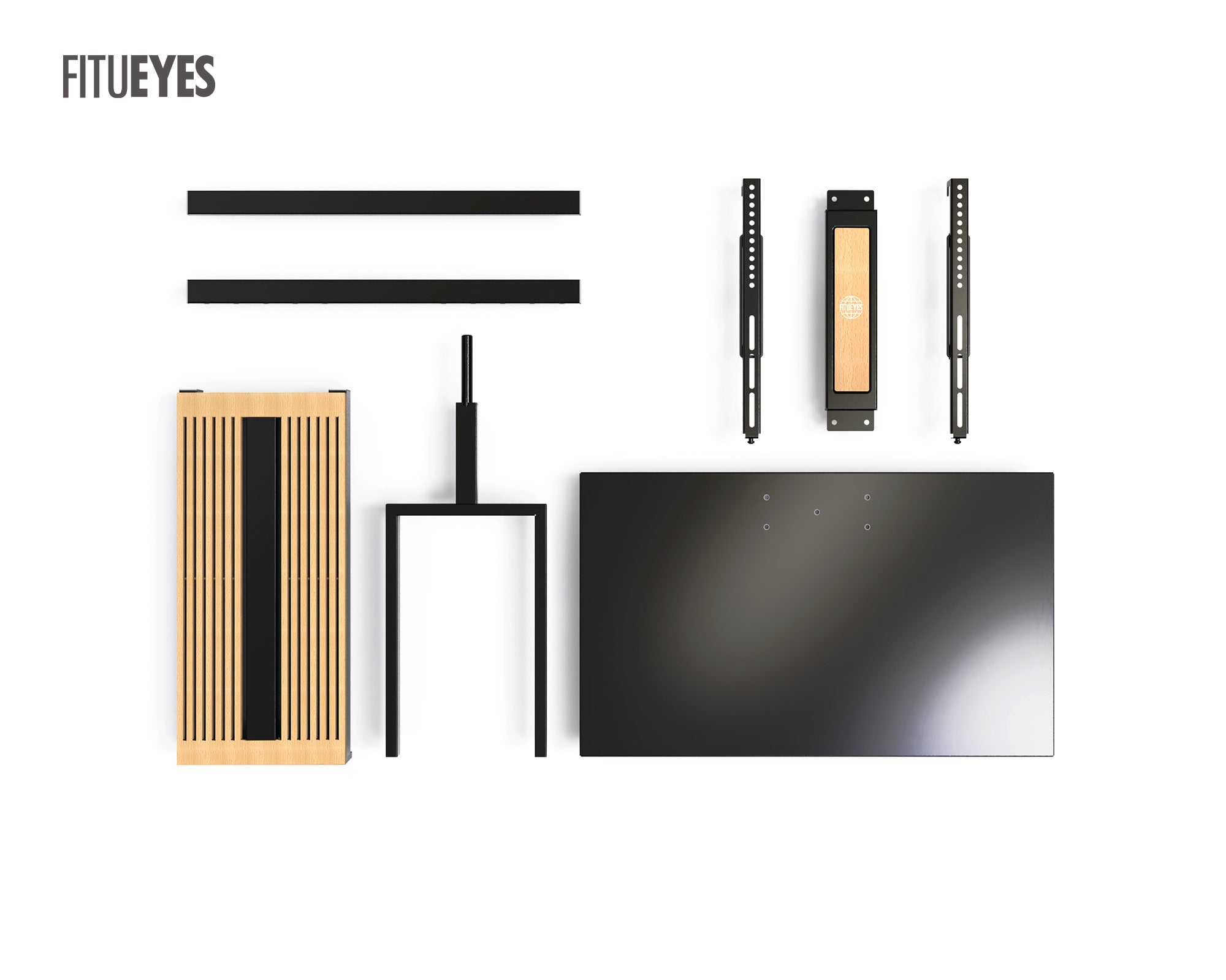 Einfach zu installierende schwarze TV-Halterung