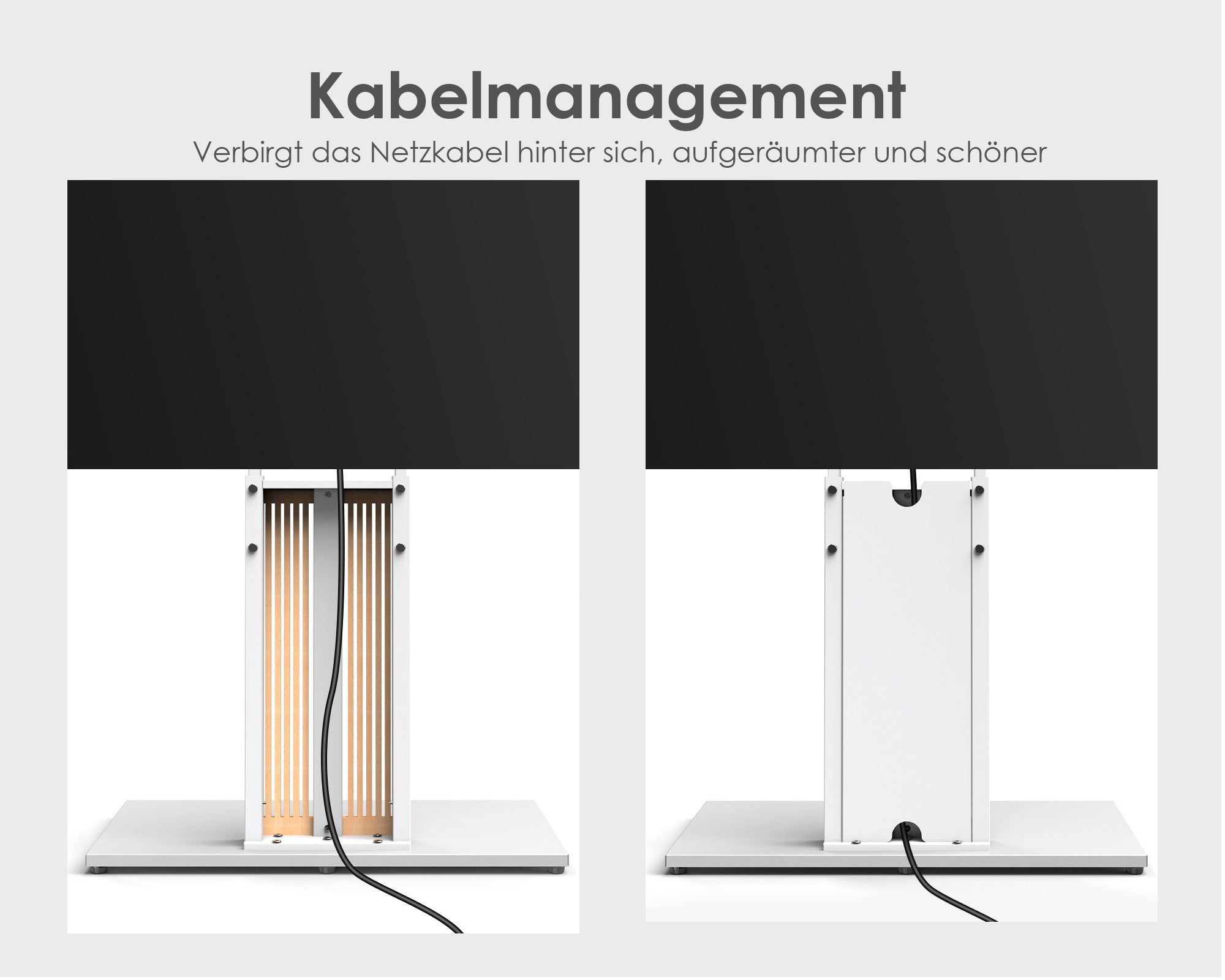 Weißer TV-Ständer mit versteckter Kabelführung