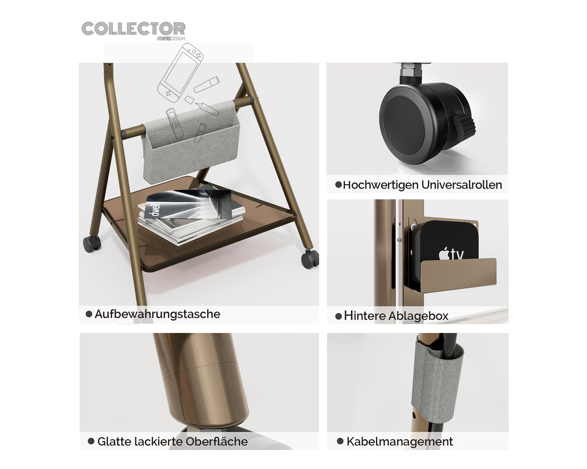 Collector TC65 Support TV à Roulettes