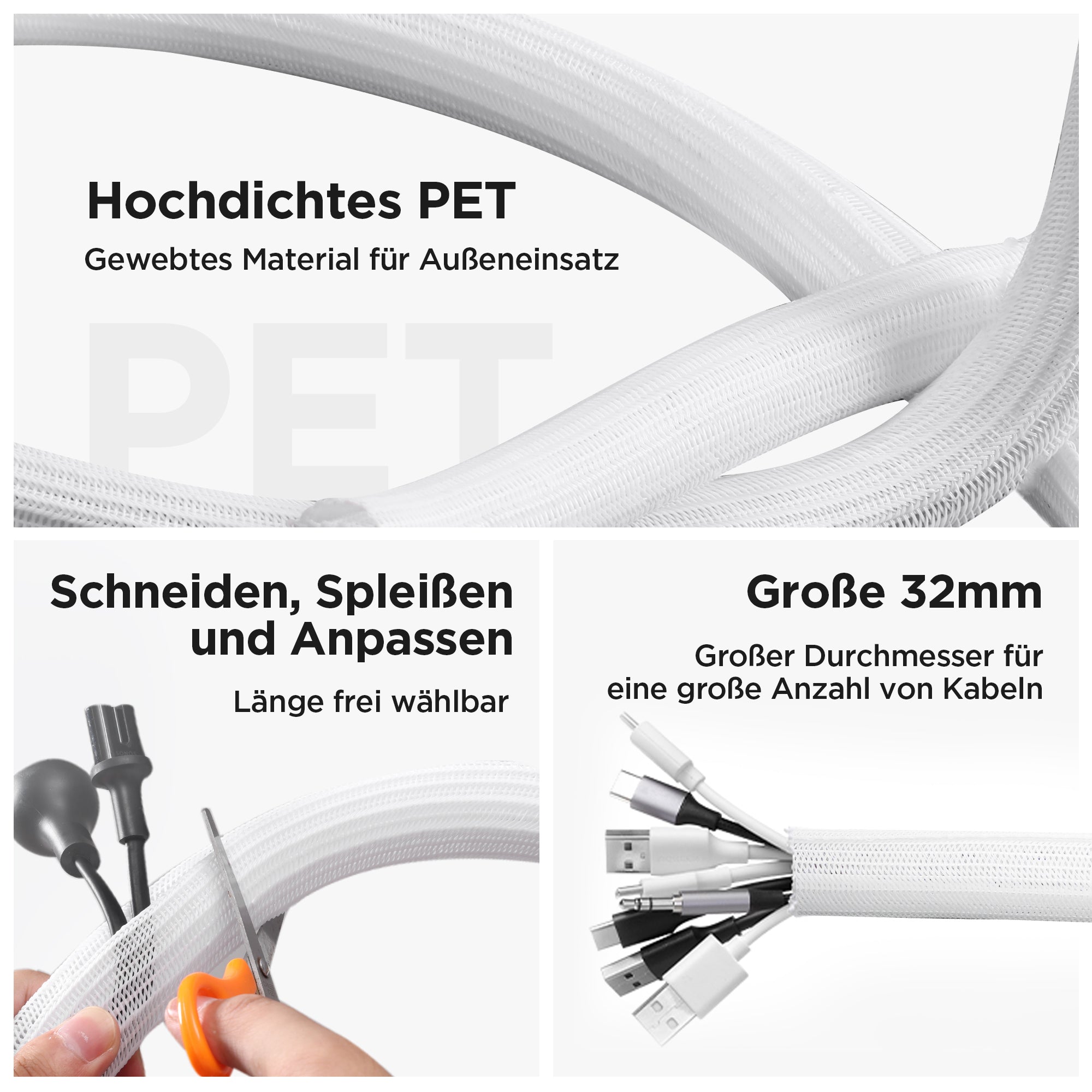 TV Cable Management | 2M/6.5FT Φ32mm