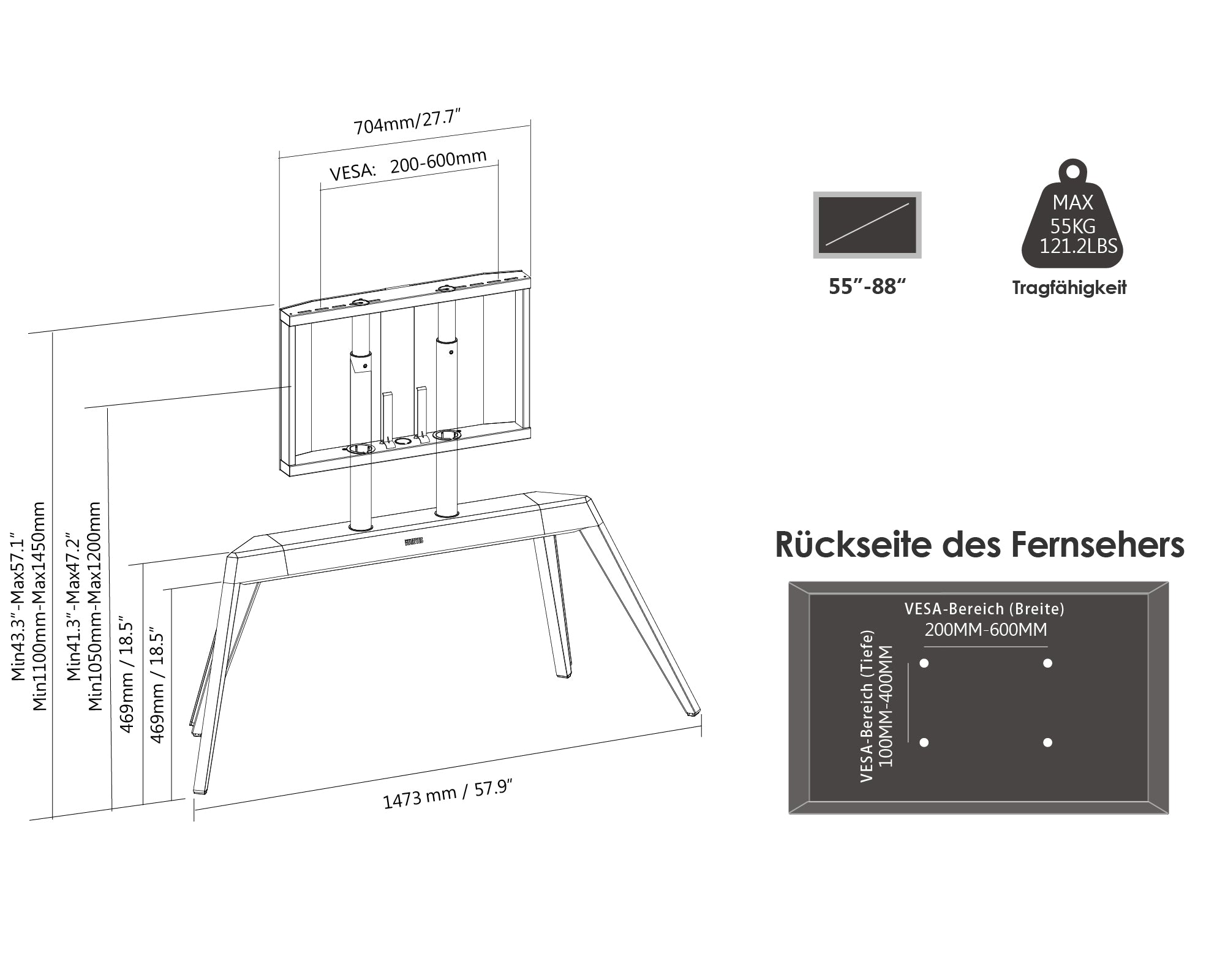 Picasso FT88 Support TV Sur Pied