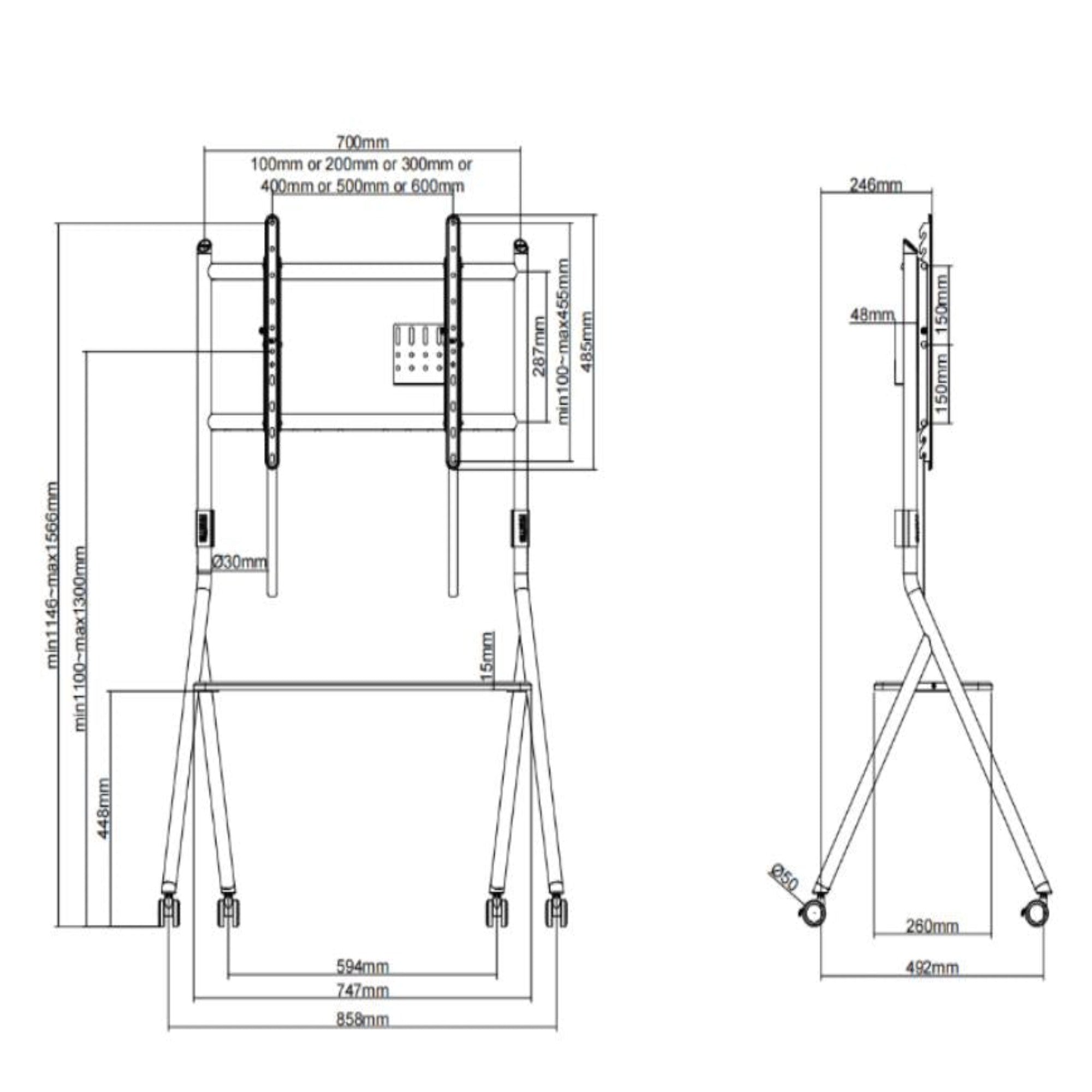 Collector TC78 Supporto tv da terra con ruote
