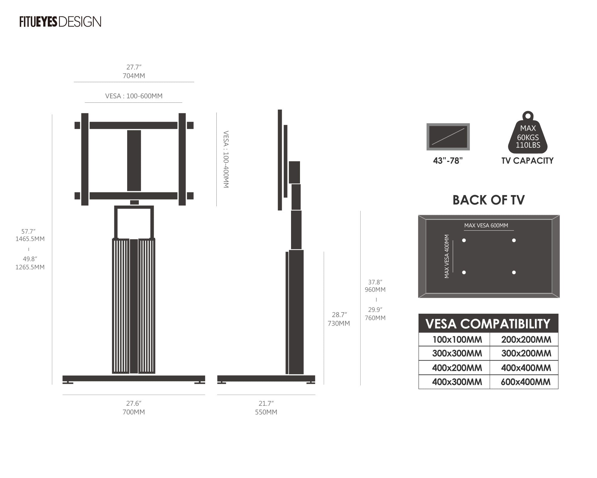 Supporto TV 43"-78" CANTOR