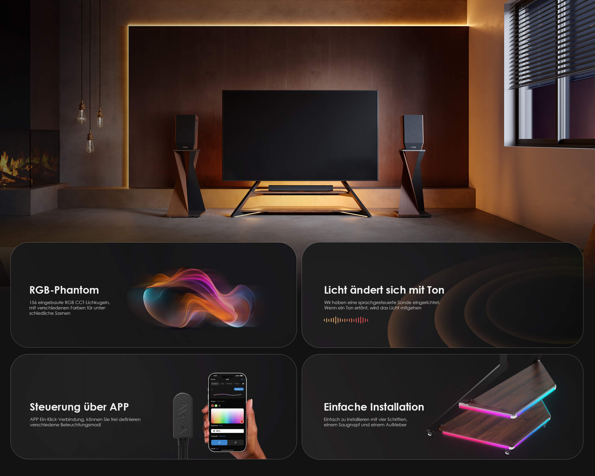 Eiffel TV Ständer mit Ambientebeleuchtung