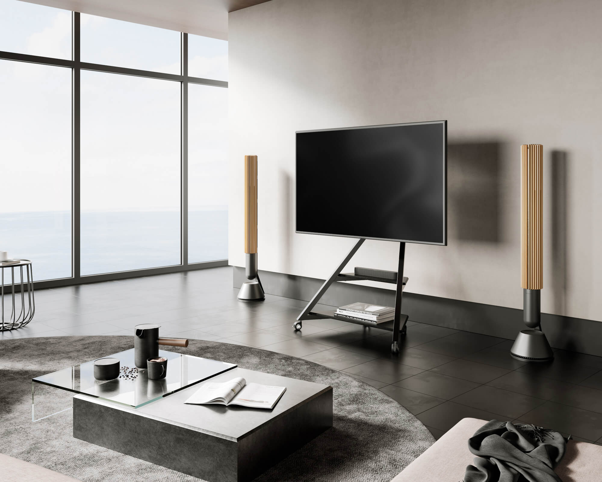 Eiffel V2 FT88 Floor TV Stand with Wheels for 55-88 inches | FITUEYES
