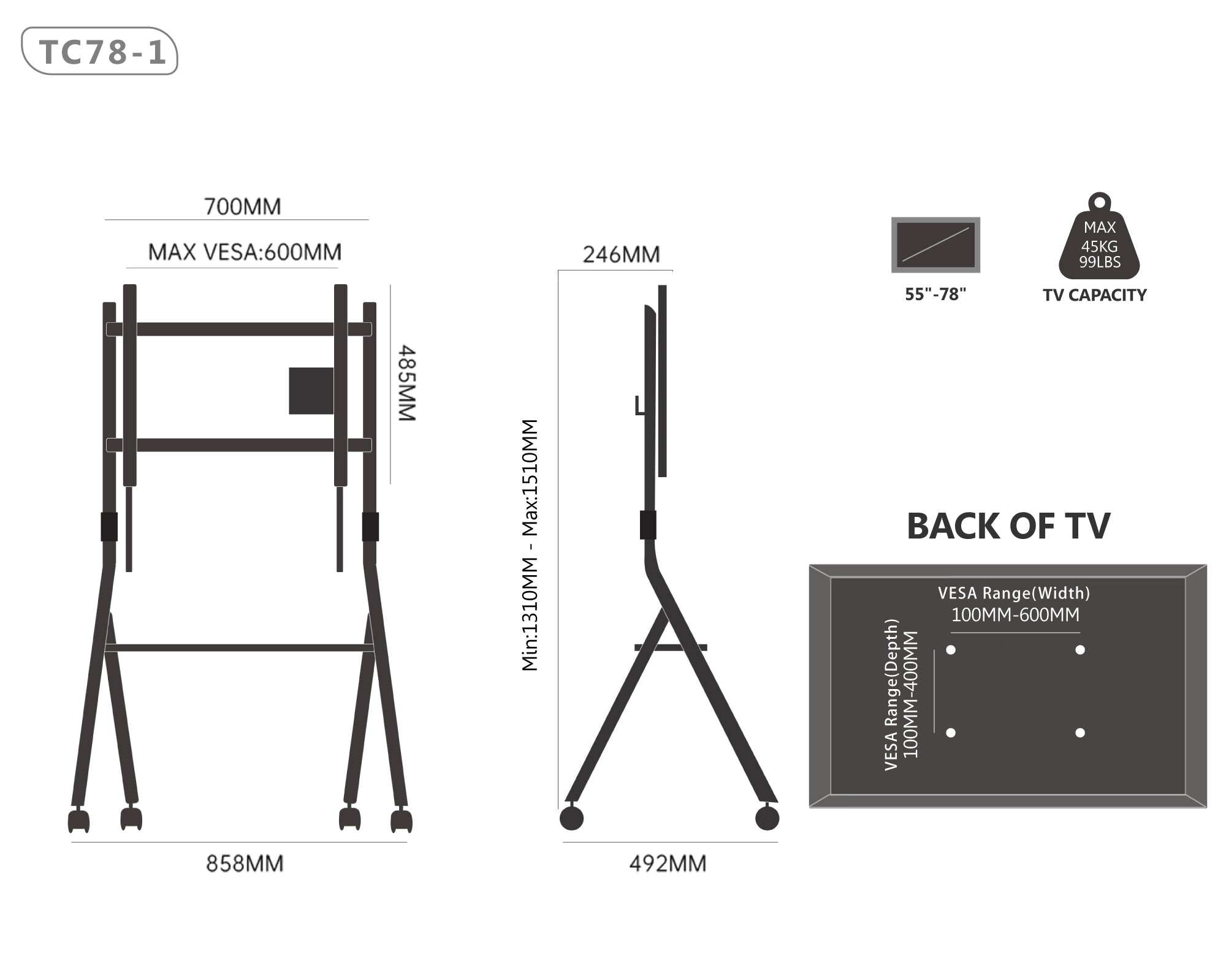 Porta Tv  serie Collector 55"-78"/1