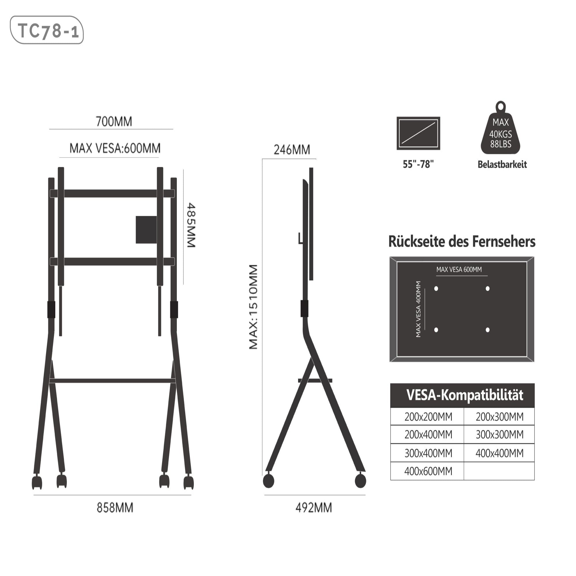 Collector TC78 Soporte para TV con Ruedas